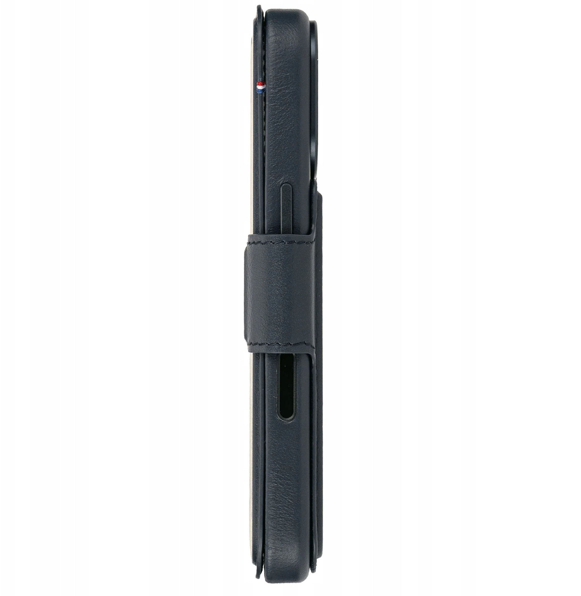 Mbështjellëse folio Decoded për iPhone 17 Pro, lëkurë natyrale, me xhepa kartelash, blu