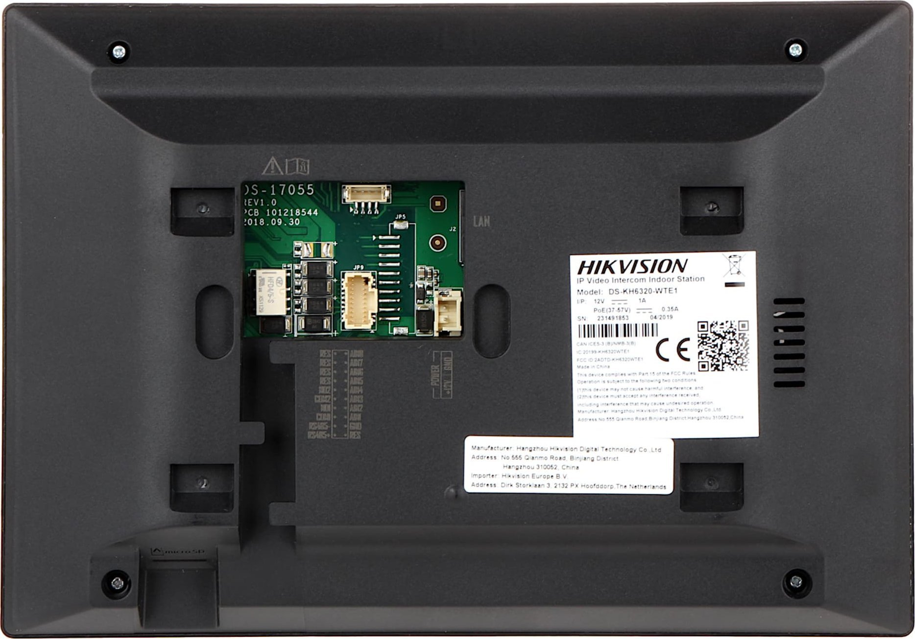 Komplet video interkom IP Hikvision DS-KIS604-SC, kamerë 2MP, ekran 7", gri