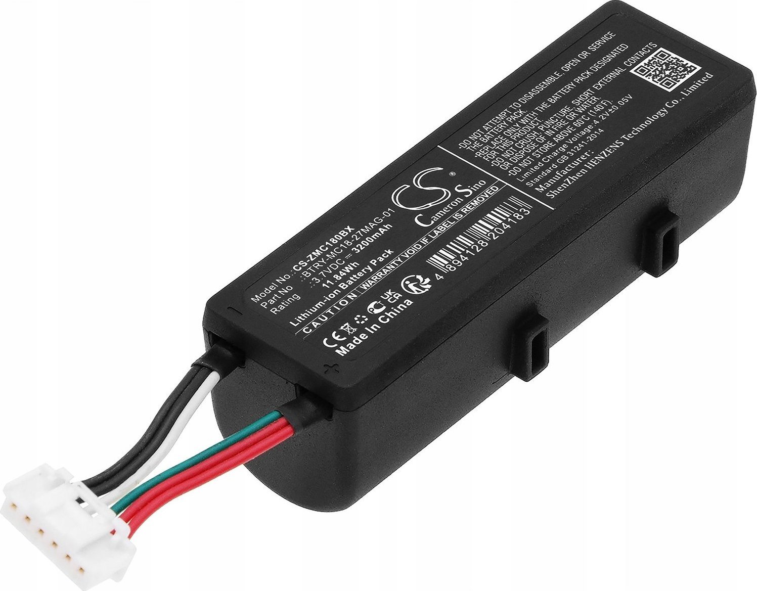 Bateri për skaner Zebra Cameron Sino BTRY-MC18-27MAG-01, 3400mAh, 12.58Wh, e zezë