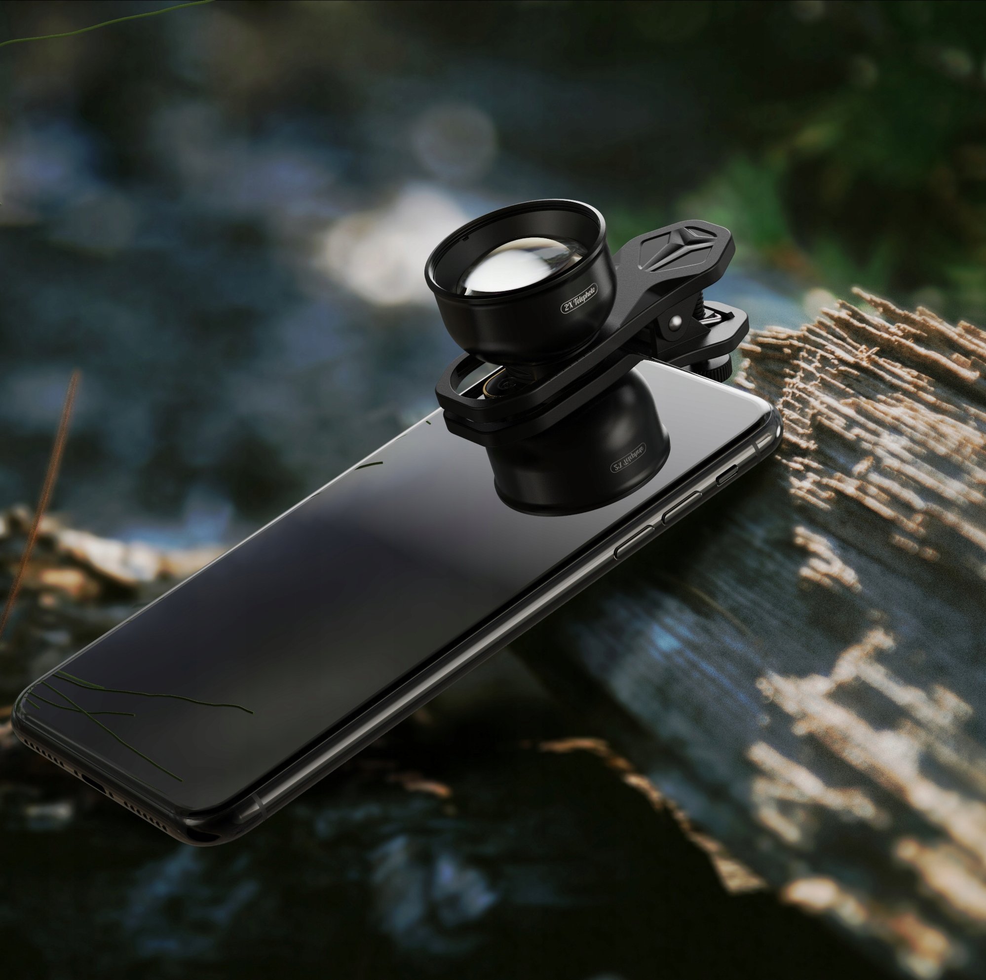 Objektiv telefoni Apexel HB2X Portrait 2x Telephoto, zmadhim 2x, xham optik HD, i zi
