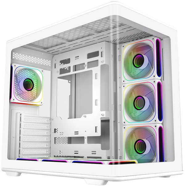Kase kompjuteri Cooler Master Elite 600, Midi Tower, panel xhami i temperuar, e bardhë transparente
