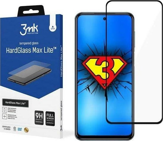 Xham mbrojtës 3MK HardGlass Max Lite për Xiaomi Redmi Note 10s, 9H, i zi