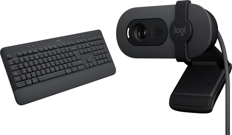 Set tastierë dhe kamerë web Logitech K650 Signature Brio 100, pa tela, Full HD 1080p, i zi