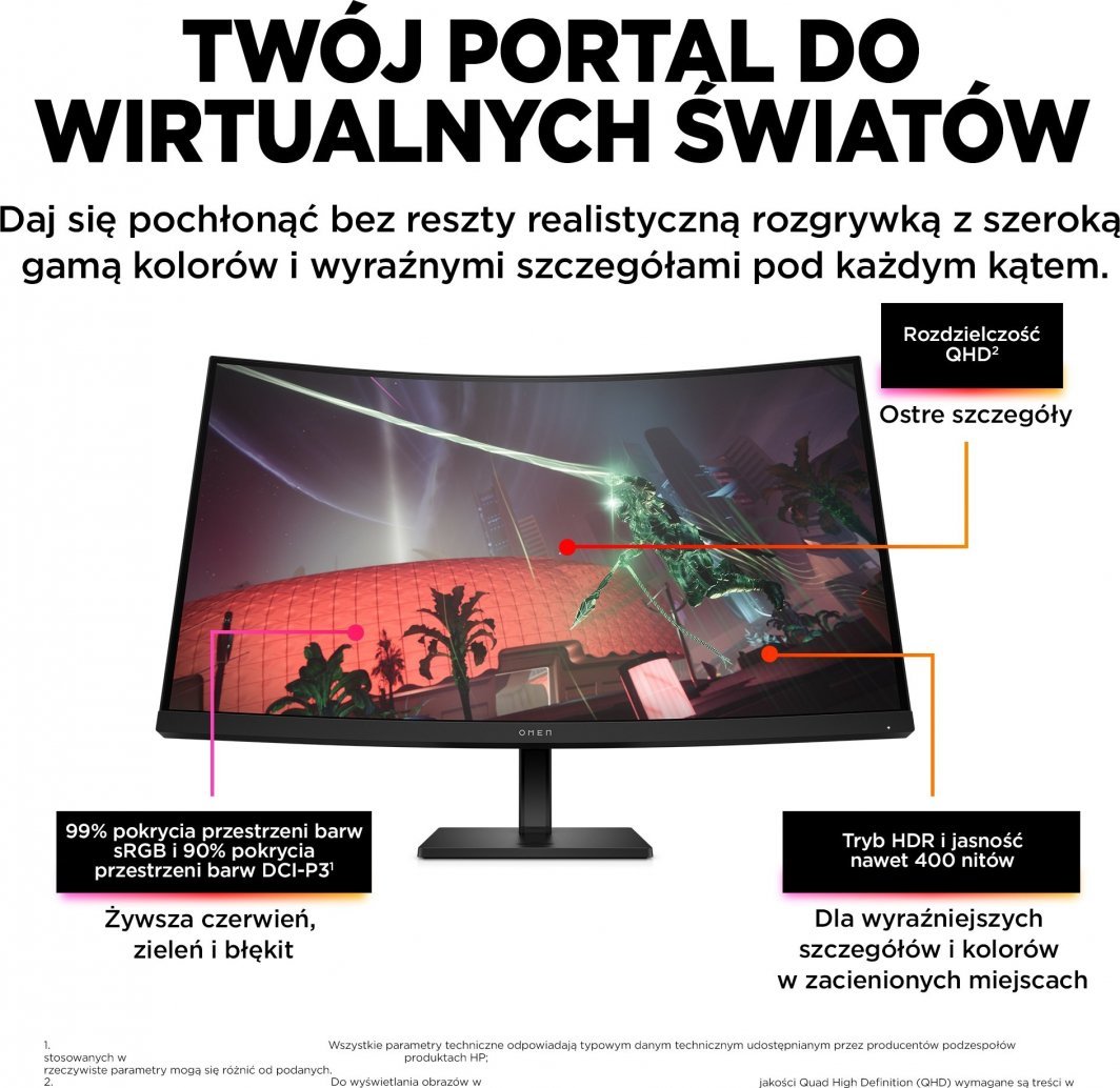 Monitor HP Omen 32c, 32", 2560 x 1440 (WQHD), i zi