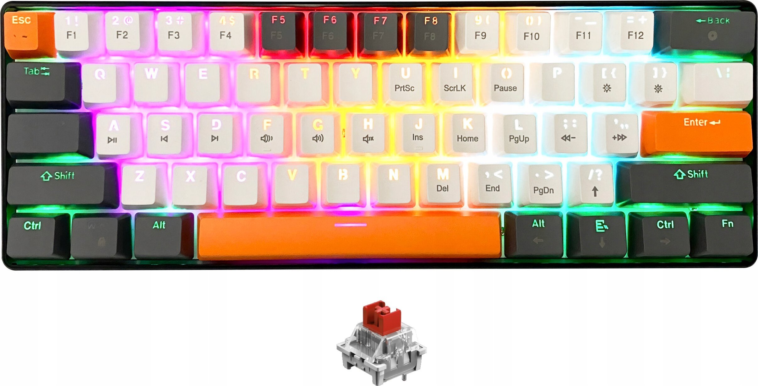 Tastierë mekanike Media-Tech Zone 61 MT1258, 61 taste, RGB, e zezë