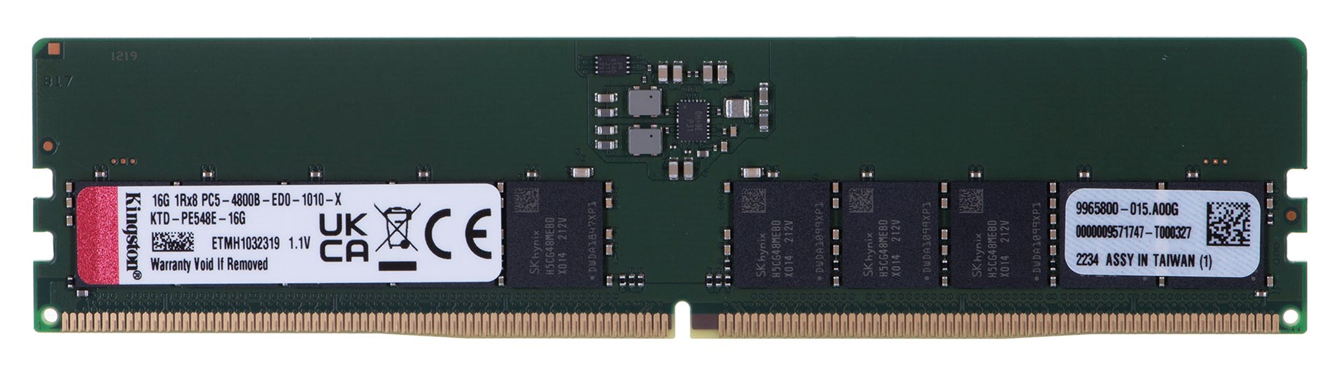 Memorie Kingston, 16GB DDR5, 4800MT/s, ECC, e zezë