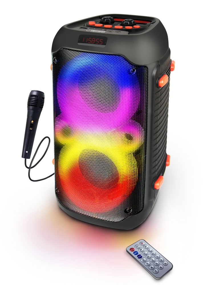Set altoparlant dhe mikrofon Esperanza EP156, Bluetooth, FM, LED RGB, 20W, të zi