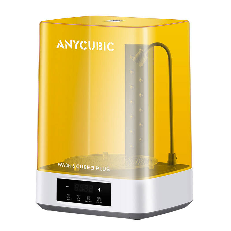 Pajisje larje dhe kurimi Anycubic Wash & Cure 3 Plus, për printer 3D me rrëshirë, panel digjital, e verdhë