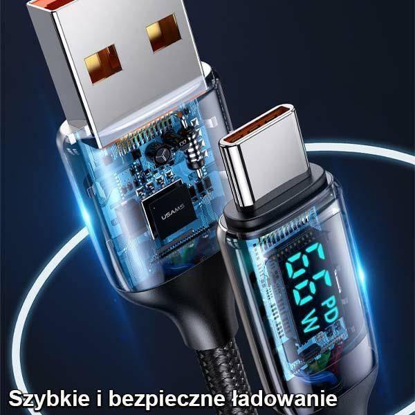 Kabllo USB Usams U78, USB-A në USB-C, 1.2 m, e bardhë