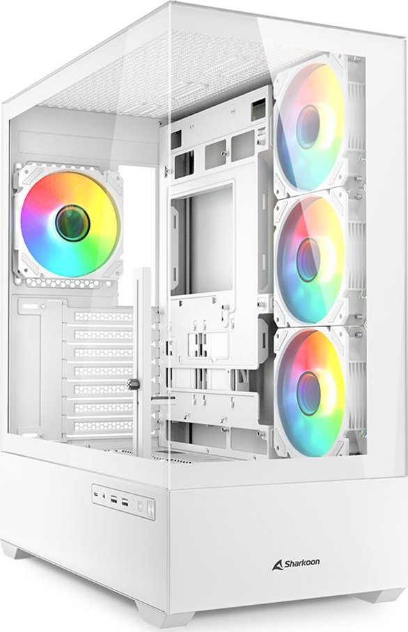 Kuti PC Sharkoon AK6 RGB, ATX, xham i temperuar, e bardhë