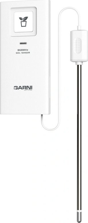 Senzor pa tela për tokë GARNI 071S, matje temperature dhe lagështie, i bardhë