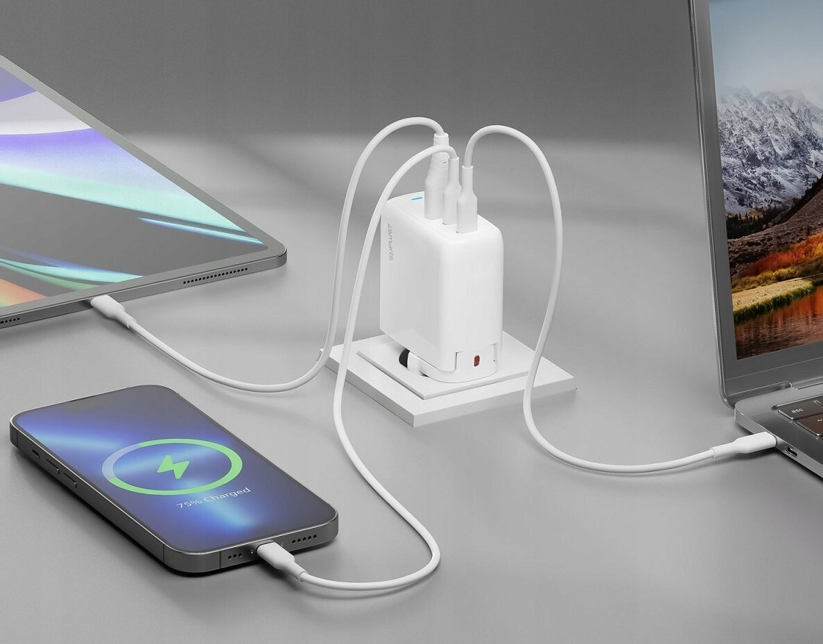 Karikues muri 4smarts GaN Flex, 2x USB Type C, karikim i shpejtë, i bardhë