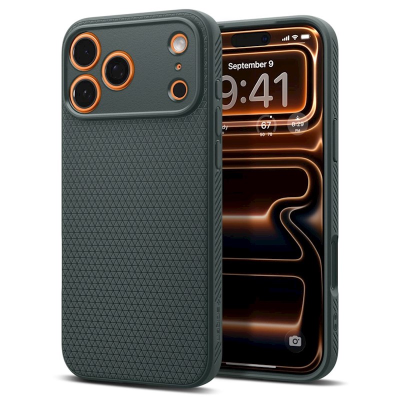 Mbulesë telefoni Spigen Liquid Air për iPhone 17 Pro Max, antibakteriale, Abyss Green