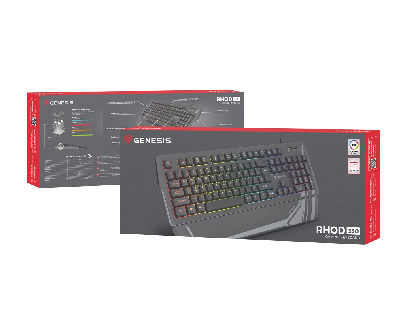 Tastierë Genesis Rhod 350 RGB, US Layout, e zezë