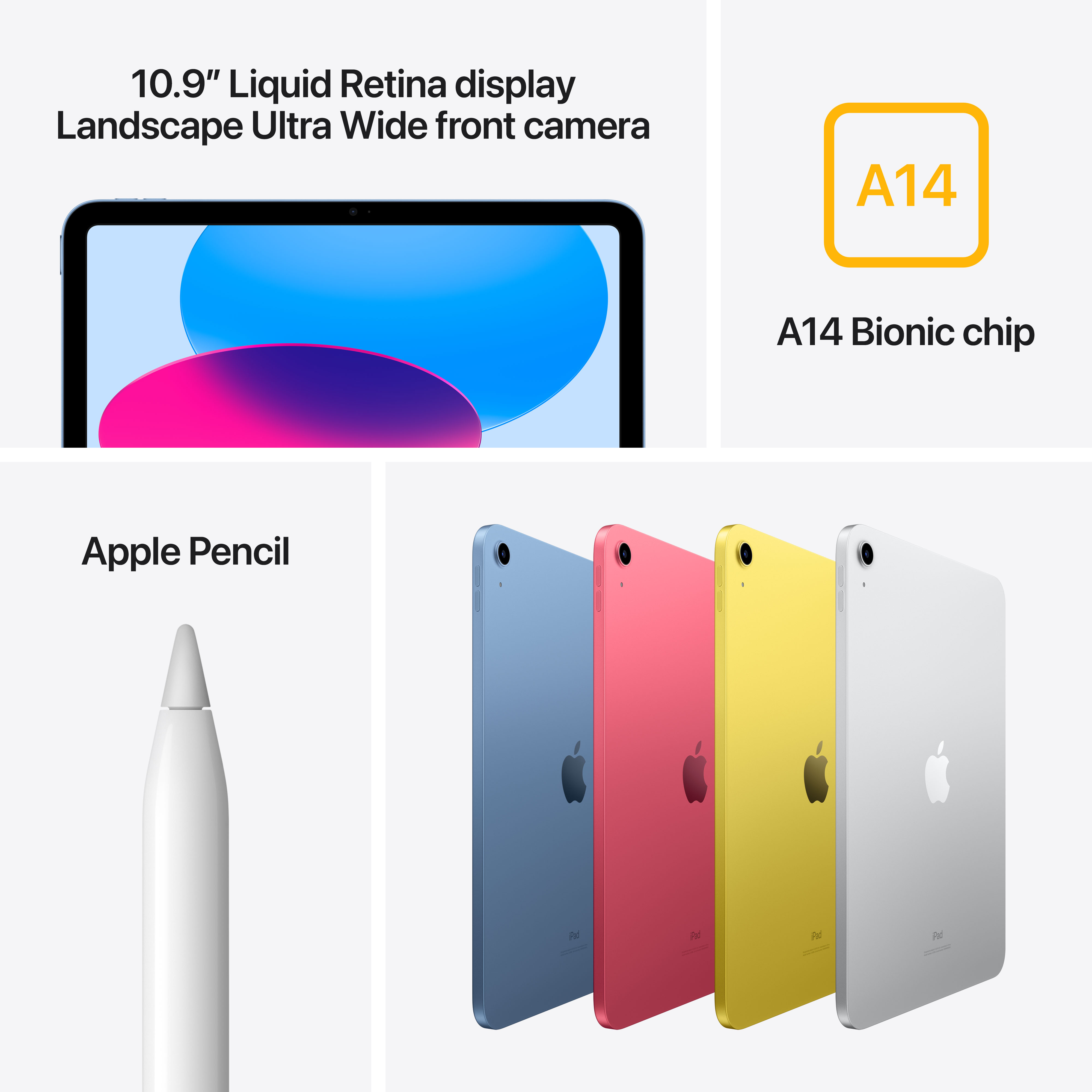 Apple 10.9-inch iPad (10th) Wi-Fi, 256GB, Yellow