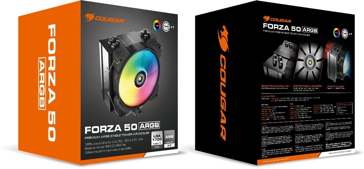 Ftohës CPU Cougar Forza 50 ARGB, tower, 120mm, me ndriçim ARGB
