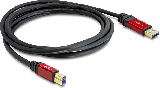 Kabllo USB DeLock USB-A - USB-B, 5 m (82759), e kuqe/zezë