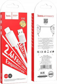 Kabllo USB Hoco X88, Lightning 8 pin, 1m, 2.4A, e bardhë