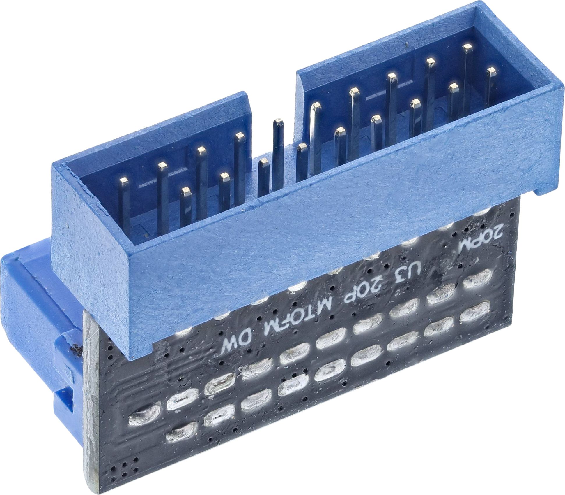 Adapter këndor InLine 19 pin USB 3.0, meshkuj femër, i zi
