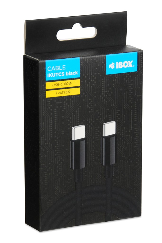 Kabllo USB iBOX USB-C në USB-C, 1m, e zezë