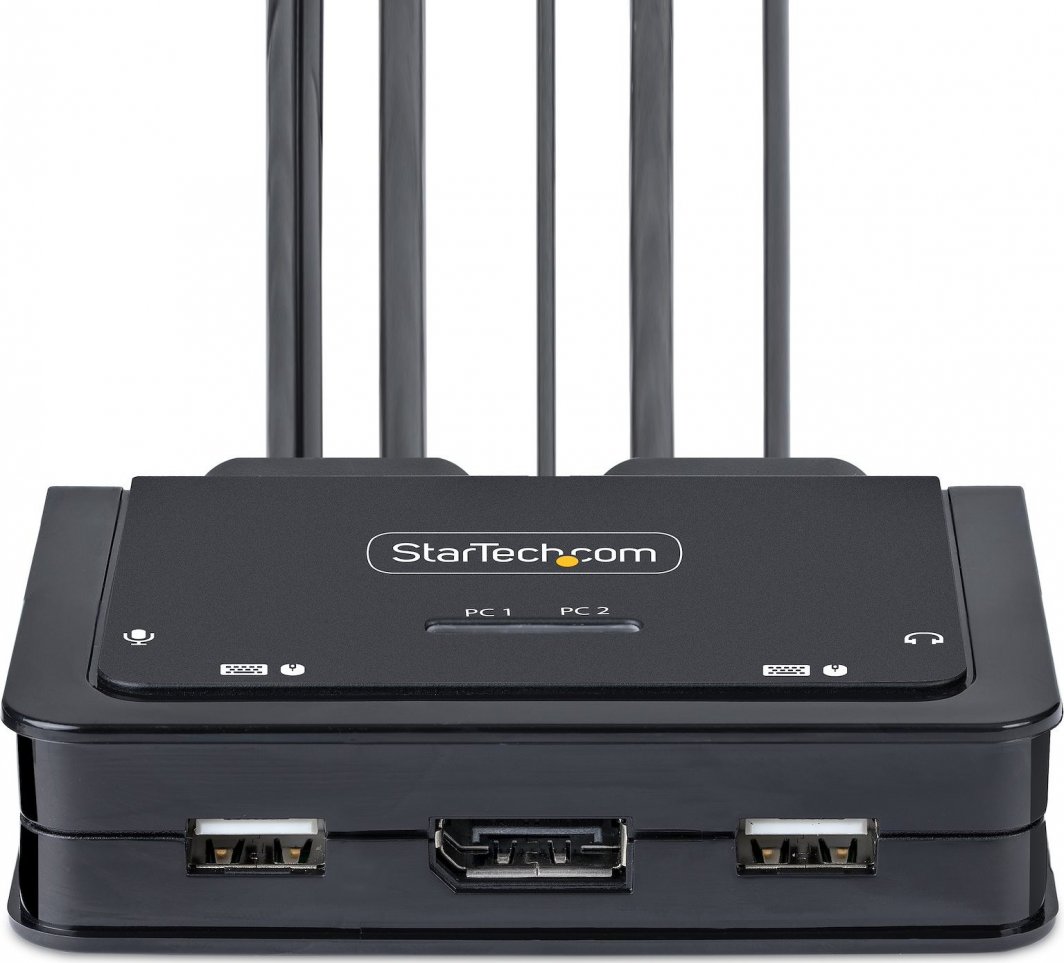 Ndërprerës KVM StarTech.com, 2 porta USB C, 4K 60Hz, DisplayPort, i zi