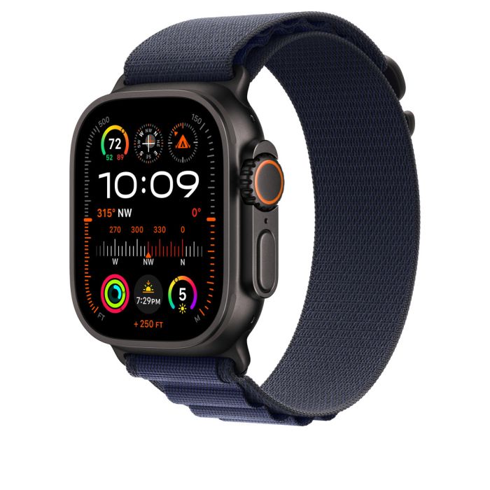 Apple Watch 49mm Loop, Navy Alpine Loop, Black Titanium Finish, S
