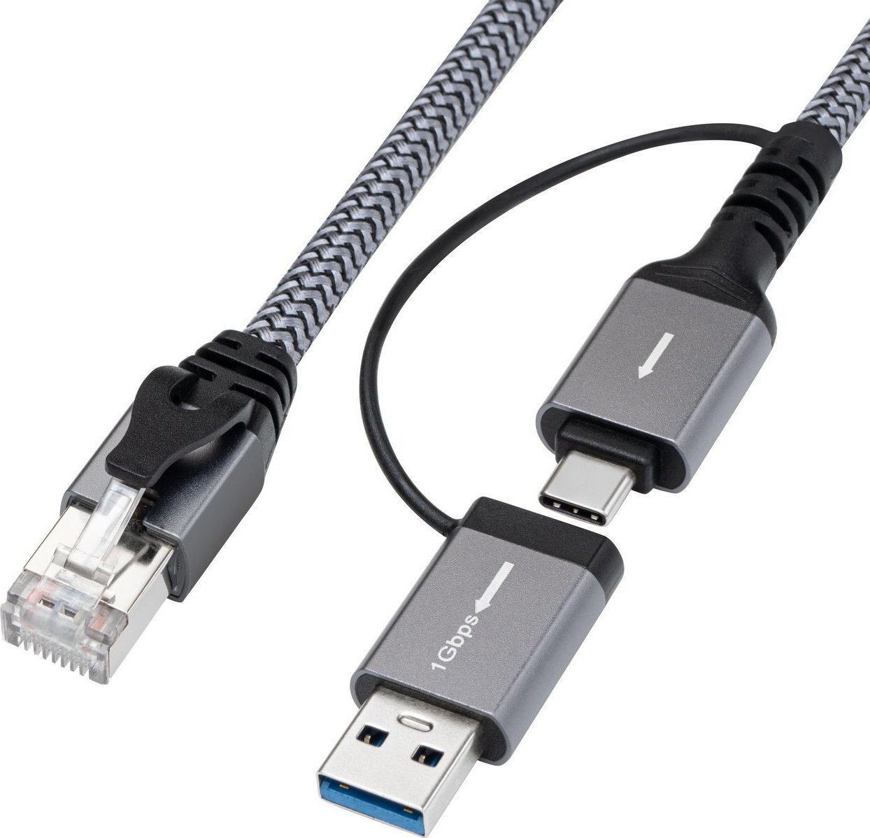 Kabllo adapteri Microconnect CAT6 FTP, USB A në USB C, 1m, i zi