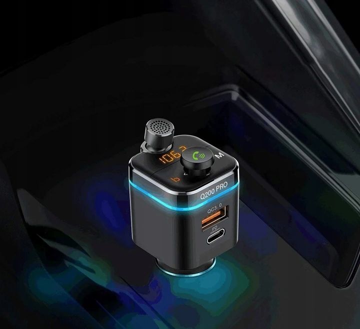 FM предавател за автомобил Feegar Q200 Pro, Bluetooth 5.0, полнење 42W QC PD, црн