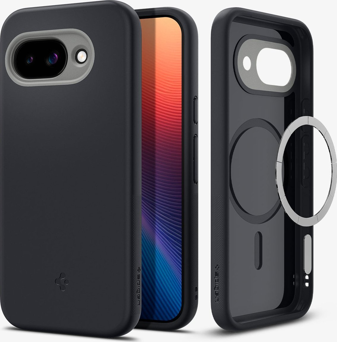 Kuti mbrojtëse Spigen Nano Pop MagSafe për Google Pixel 9a, rezistente ndaj goditjeve, e zezë
