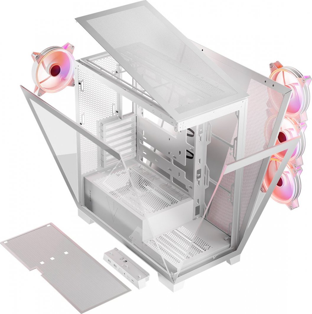 Kasë Modecom Volcano Space Apex ARGB, e bardhë, Midi Tower