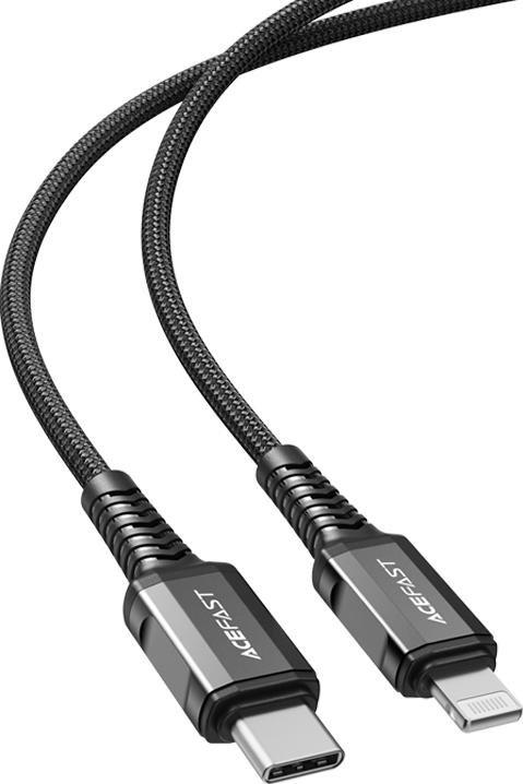 Kabllo karikimi Acefast USB C në Lightning, 1.2m, Power Delivery 30W, e zezë