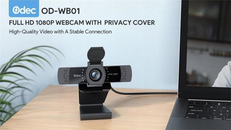 Webkamera Odec OD-WB01 Stream Series, Full HD, Dual Mic, e zezë