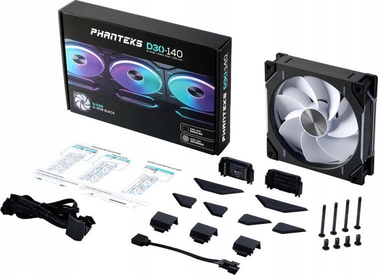 Ftohës Phanteks D30-140 D-RGB Reverse (PH-F140D30R_DRGB_PWM_BK01), 140 mm