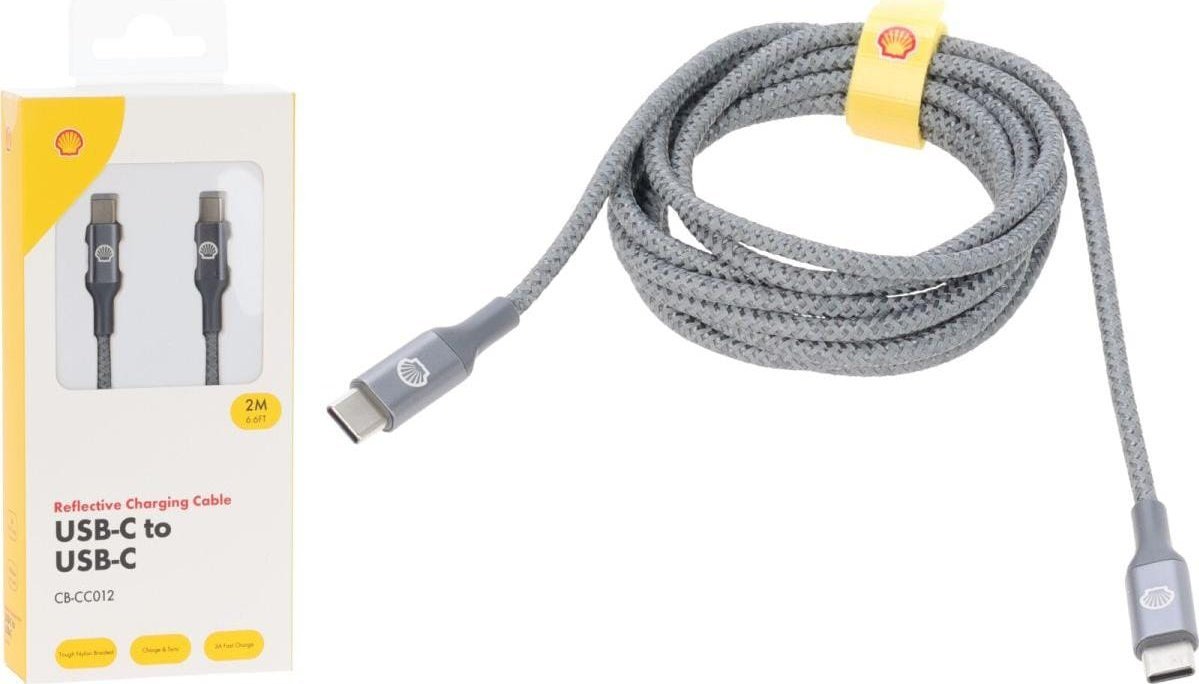 Kabllo karikimi Shell USB C në USB C, 2m, najlon, gri