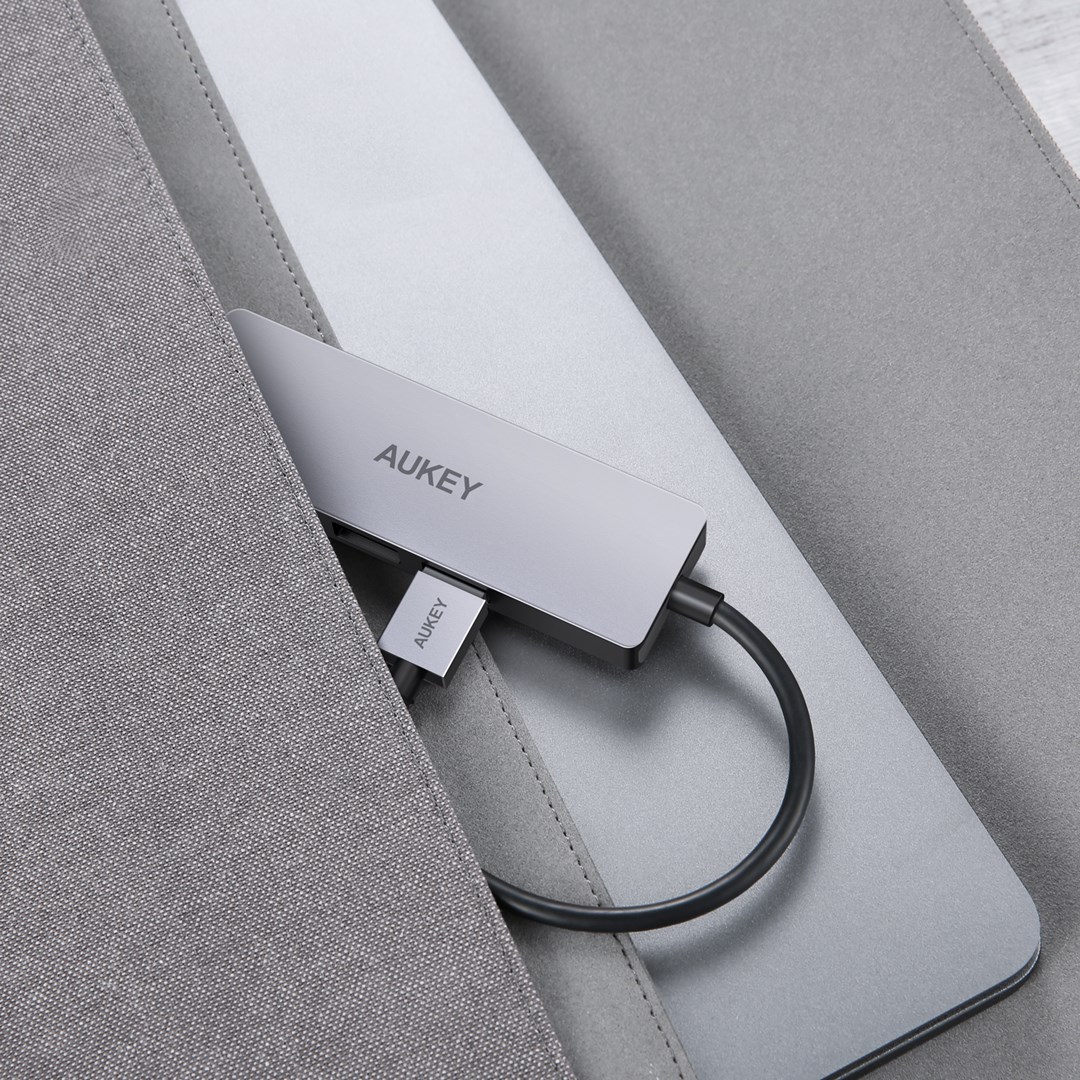 Stacion lidhës USB-A Aukey CB-H3, 4 porte, 5Gbps, i argjendtë