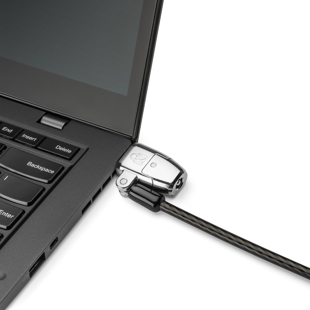 Kabllo sigurie për laptop Kensington ClickSafe 2.0 3 in 1, bravë me çelës, T Bar Nano Wedge, argjendtë