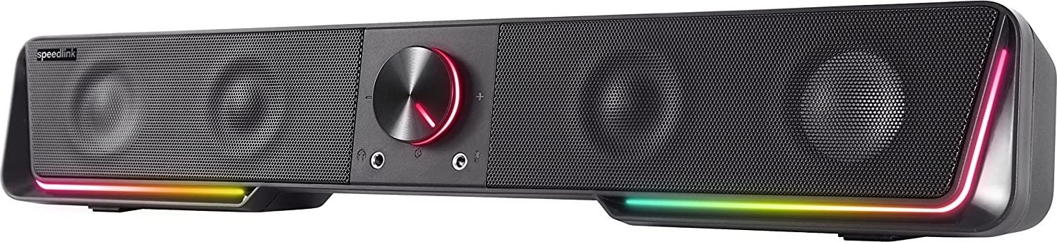 Soundbar SPEEDLINK GRAVITY RGB, stereo, për kompjuter, i zi