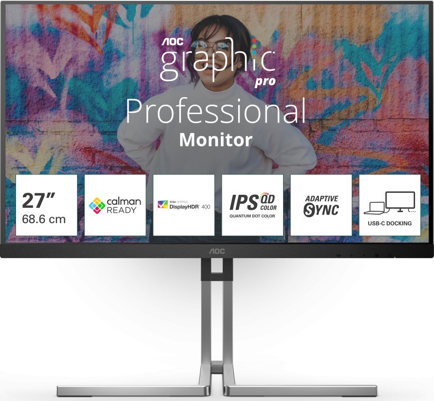 Монитор AOC Q27U3CV, 27\", Quad HD 2560 x 1440, црн