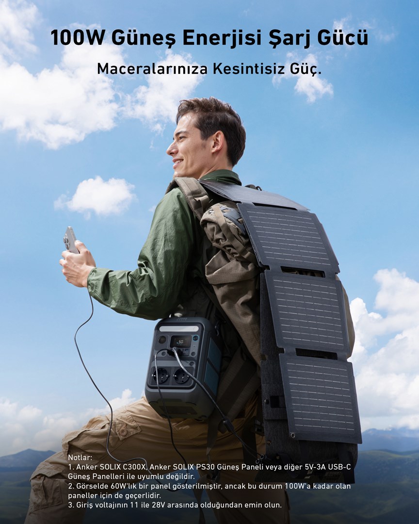 Stacion portativ energjie Anker SOLIX C300X, bateri LiFePO4, shumë porta AC USB, i zi