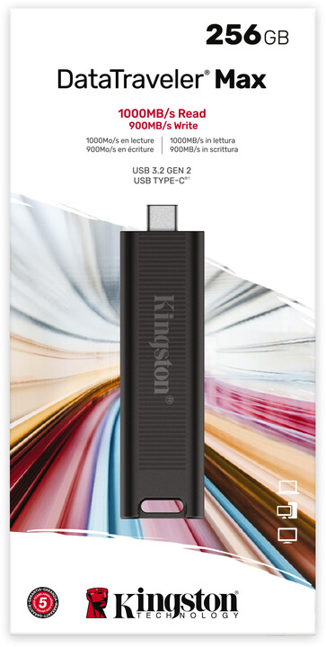 USB Kingston DataTraveler Max - 256GB, e zezë