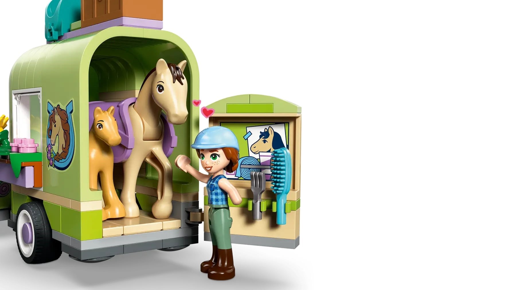 Set lodër LEGO Friends Trailer for Horse and Foal 42695, me rimorkio, për fëmijë