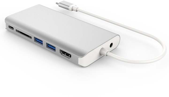 Konvertues PremiumCord USB3.1 type-C në HDMI+VGA+RJ45+2xUSB3.0+SD card +3,5mm+PD charge