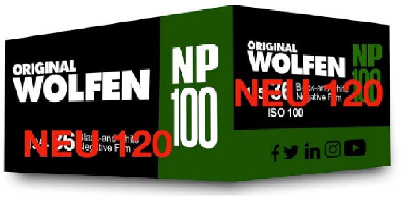 Film analog Orwo Wolfen Original NP100 120, bardh e zi, ASA 100
