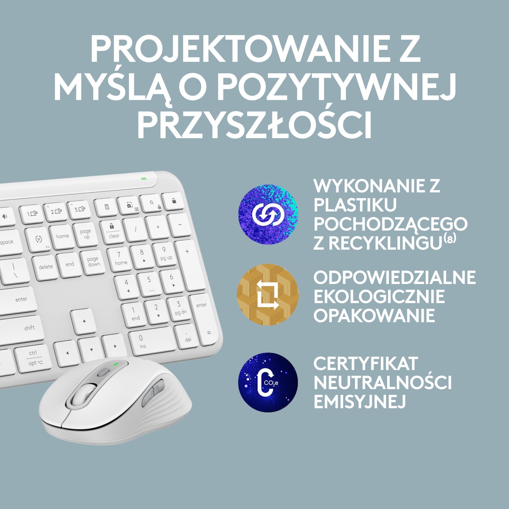 Set tastierë dhe maus me kamerë web Logitech Signature Slim MK950 me Brio 100, pa kabllo, Full HD 1080p, e bardhë