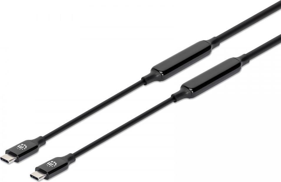 Kabllo USB C Manhattan, 3m, USB 3.2 Gen2 10Gbps, 3A Fast Charging, e zezë