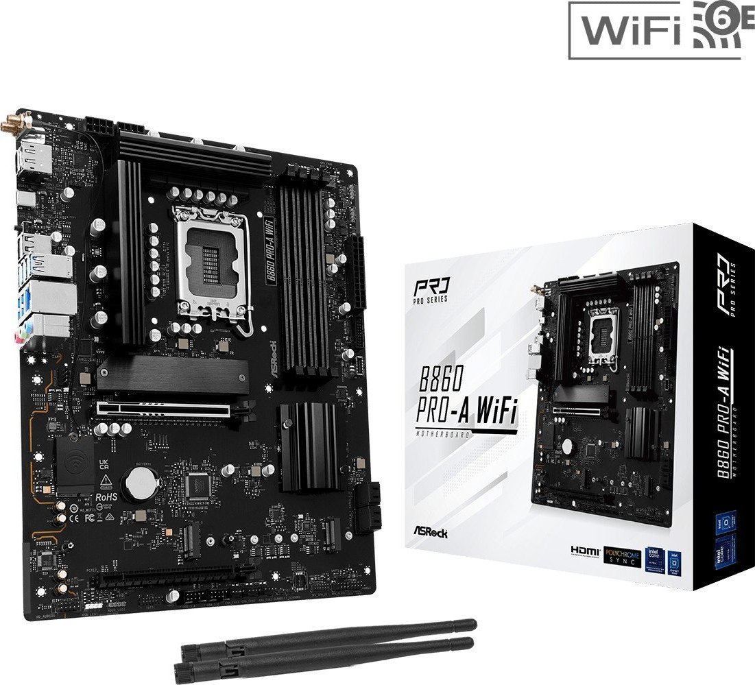 Pllakë amë Asrock B860 Pro A WiFi, Intel LGA 1851, DDR5, ATX