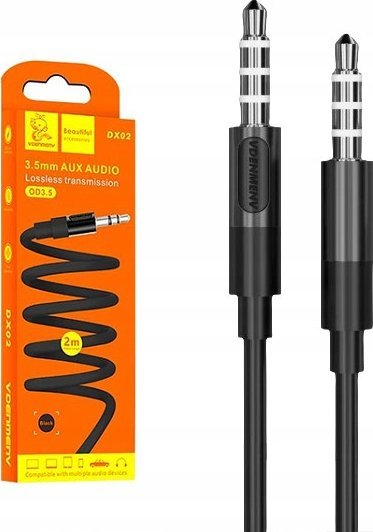 Kabllo audio Denmen DX02, 3.5mm stereo, 2 m, e zezë