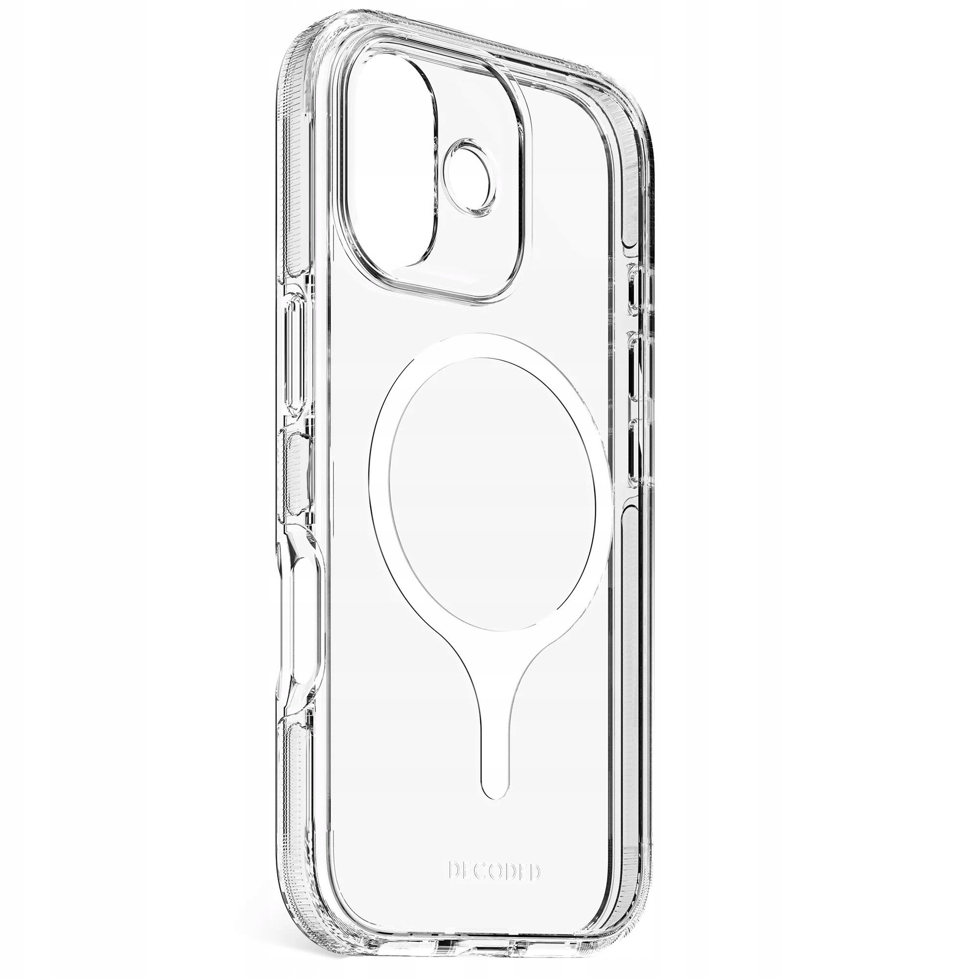 Mbështjellës telefoni Decoded MagSafe DropTec për iPhone 17, transparent, i bardhë