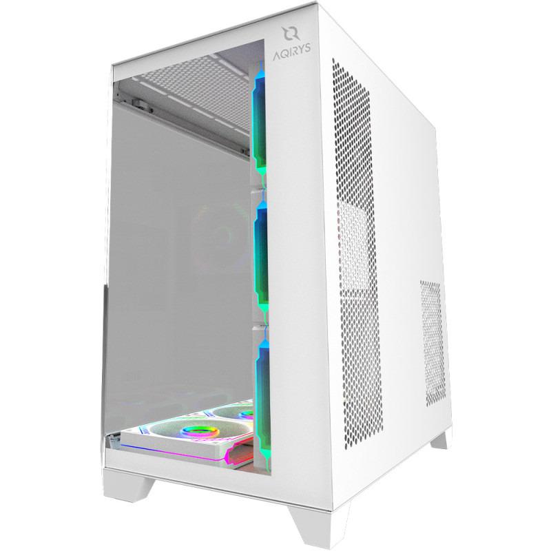 Kasa gaming AQIRYS TITAN, Midi Tower, 4x 120mm ventilatorë, e bardhë