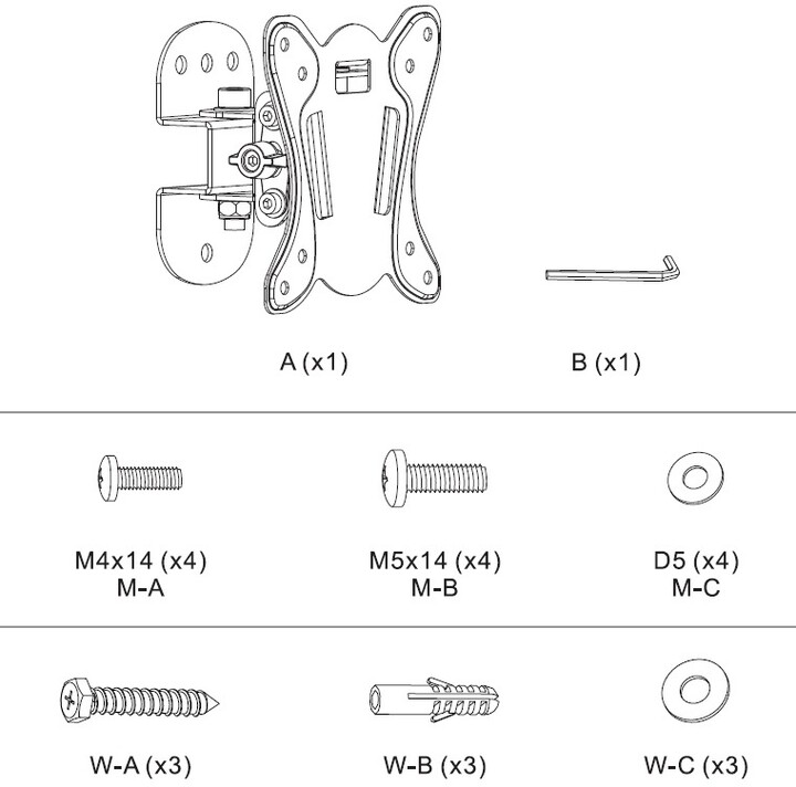Mbajtëse MAX MTM7125T për TV 13''-27'', e zezë